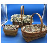 3 Small/Medium/Large Longaberger Baskets With