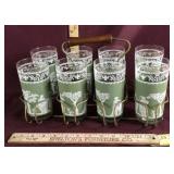 Lot of Jeannette Jasperware Hellenic Green Glass