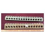 2 Long Vintage Metal Chicken Feeders