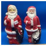 2 Small Vintage Blow Mold Santa Clauses