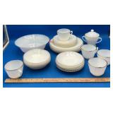 White and Gold Trim Depression Glass Petalware