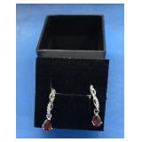 Platinum Over Sterling Garnet & Diamond Accent