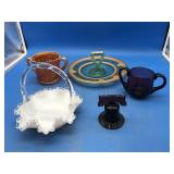 Silvercrest Basket & Tidbit Tray & Art Glass