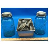 2 Vintage Ball Mason Jars and Box of Lids