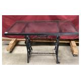 Antique Cast-Iron Sewing Base Table, Glass Top