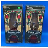 2 Vintage Anchor Hocking Parlor Oil Lamps