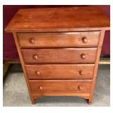 Vintage Solid Carolina Pine Four Drawer Dresser