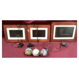 Three Reverse Painted Ornaments And 3 Electronic