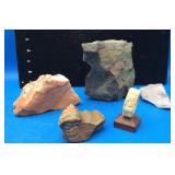 Bone Carve, Crystal & Petrified Wood Specimens