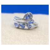 Platinum Over Sterling Tanzanite & Accent Diamond