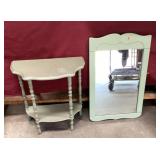 Vintage Painted Half Moon Table w/ Matching Mirror