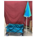 Portable Folding Cart, Beach Umbrella, Shelf
