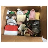 Large Box of Plastic Doll House Furniture & Kids