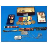 Estate Military Medals And Dog Tags