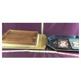 Lot of Toleware, Teak Trays and Other Trays