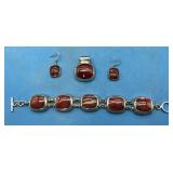 Gorgeous Mexican Sterling Red Jasper Jewelry Set
