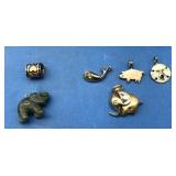 14K & 18K Gold Charms & a Vintage Jade Elephant