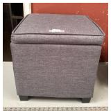 Small Grey Upholstered Storage Ottoman
