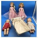 Pr of Vntg Ideal Dolls + Pr of Rubber Baby Dolls