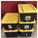 Five Heavy Duty Tubs with Lids, 27 Gallon