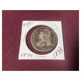 1833 Capped Bust Lettered Edge Half Dollar