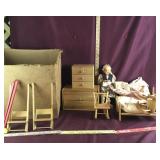 Lot of Vintage Wooden Doll house set