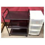 Rolling Metal Cart, Rolling Plastic Organizer Cart