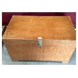 Vintage Wood Trunk With Locking Hasp