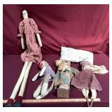 Vintage Dolls, Long Leg Doll, Sock Monkey & Doll