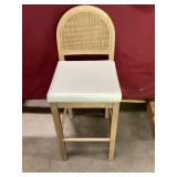 New Wicker Back Upholstered Stool