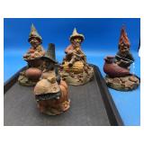 4 Tom Clark Gnomes With Veggies & a Cardinal