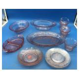 Clear Pink Depression-Style Glassware