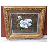 Antique Framed Original Art Magnolia Oil on Paper
