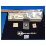 Sterling Cake Knife & Shriners Ring 10kt Gold Pins