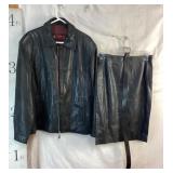 Nicole Miller Leather Jacket, Skirt & Coach Belt