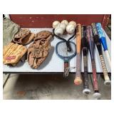 Baseball Bats, Baseball Gloves, Balls, Rackets