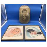 2 Vintage Baby/Young Girl Head Prints & Ancestor