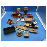 Beautiful Old Brass Desk Set & Heavy Copper