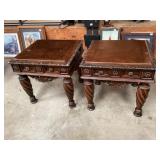 Pair of Ornate Tables with One Drawer