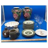 Pair of Beautiful Ceramic Vases and More Dishes