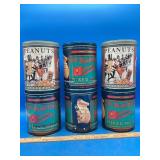 Six Vintage Planters Peanuts Tins