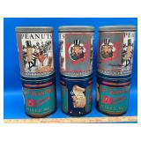 Six Vintage Planters Peanuts Tins
