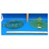 Two Depression Era Uranium Glass Plates