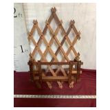 Unique, Vintage Wood and Glass Wall Shelf