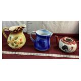 Vintage Blue and White Creamer, Pitcher & Teapot