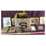 Box lot of Assorted Vintage Pictures/Frames, etc