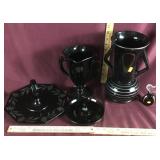 Vintage Black Glass Tidbit Tray/Serving & etc