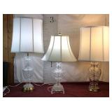 3 Beautiful Ornate Crystal Lamps With Shades