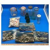 Lot of Mason Jars and Glass Bottles & Seashells