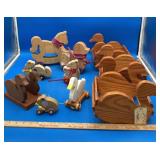 Vintage Wooden Pull Along Toys & Duck Baskets